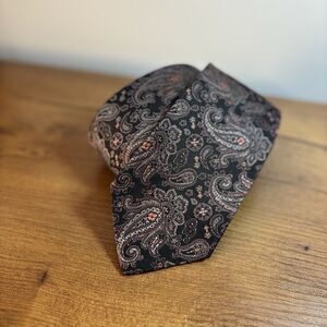 Mark Shale Necktie Black Purple Paisley Pattern England Fine Silk Neck Tie